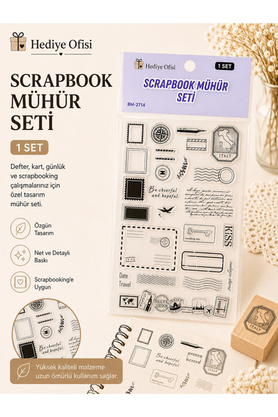 hediyeofisi Şeffaf Silikon Scrapbook Mühür Seti 1 Adet -POSTA