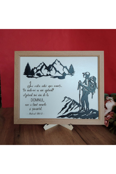 CREATIVITATEPLUS Tablou din MDF Hiker/Calator, cu suport, 30x20cm