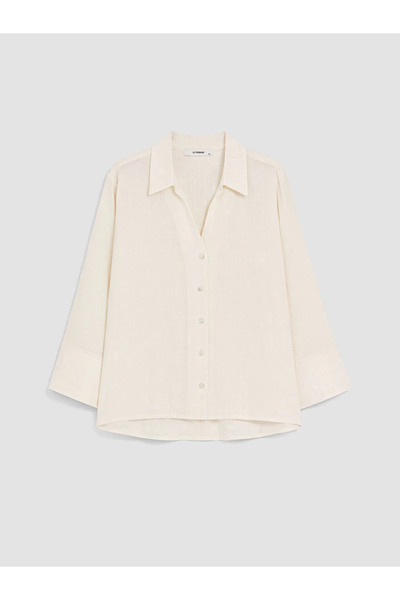 LC Waikiki Ecru Plus Size Women's Shirt