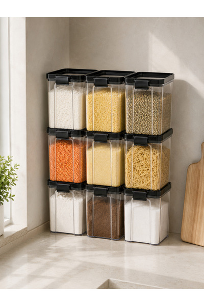Limeks Home 9 Pieces 1.3 L Transparent Airtight Food Storage Container Set Le...
