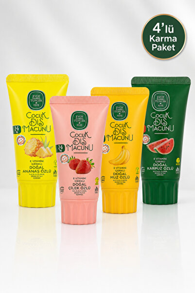 Eyüp Sabri Tuncer Children's Toothpaste Set of 4 X 60 ml (Pineapple, Strawber...