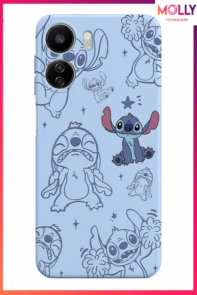 Molly Baby Blue Stitch Sweet Freakery Pattern Silicone Case for Poco C65