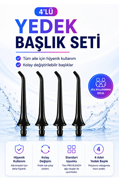 pro bleach Ağız Duşu Yedek Başlık Seti (4 Adet) - Uyumlu