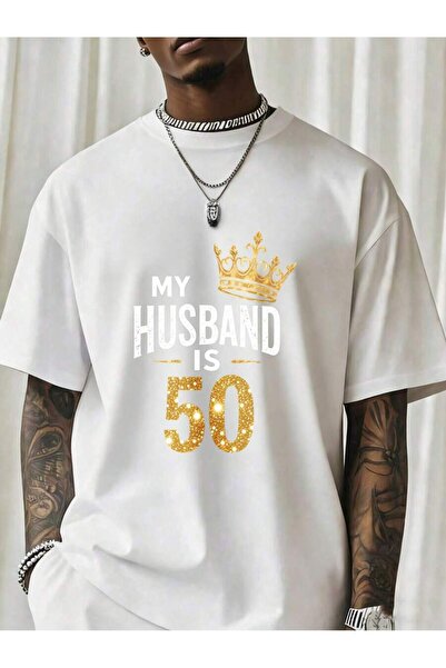 01THEONE My Is 50 Shirt Women Celebrating Husband 50th Birthday Gift T-Shirt ...