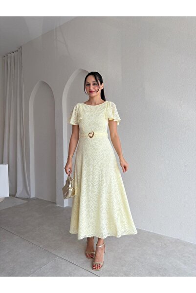 Mooi Butik فستان كلاريا ميدي 3625 - أصفر