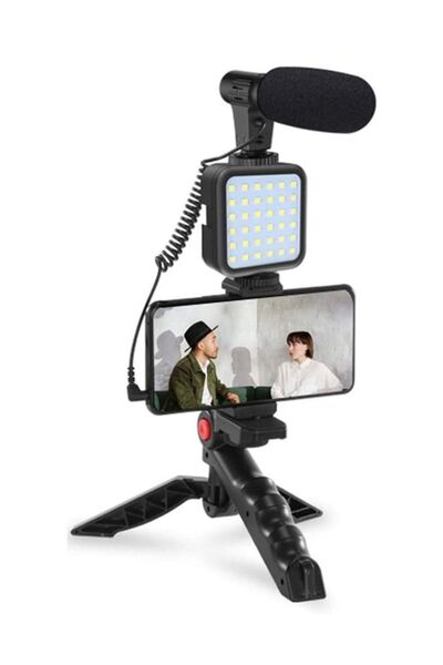 Generic Classic AY-49 Video Making Vlog Tripod Kit With Microphone and And Li...