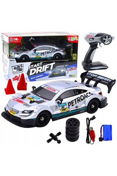 LeanToys Mașină de curse telecomandată RC 1:16 ARGINTIE DRIFT 30 KM/H LED