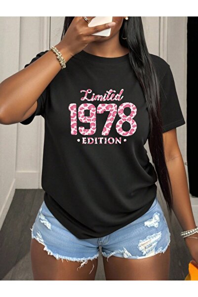 Astogria13 Crewneck Casual Women'S T-Shirt with Pink Limited 1978 Edition Pri...