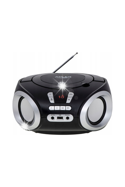 adler Radio portabil Boombox FM CD-MP3 USB AUX LCD, cu alimentare la rețea și...
