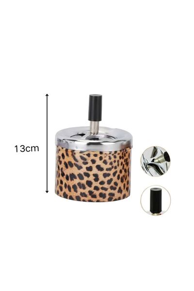 idei Scrumieră rotativă cu capac metalic, înălțime 13cm, model decorativ impr...