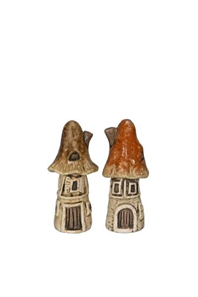 DecoDepot Mushroom-house decoration, ceramic, brown, 4x8.5 cm