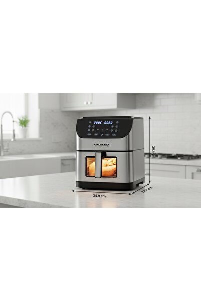 kalemax Friteuză cu aer cald 8L 1800W, de mare capacitate, cu fereastră și pa...