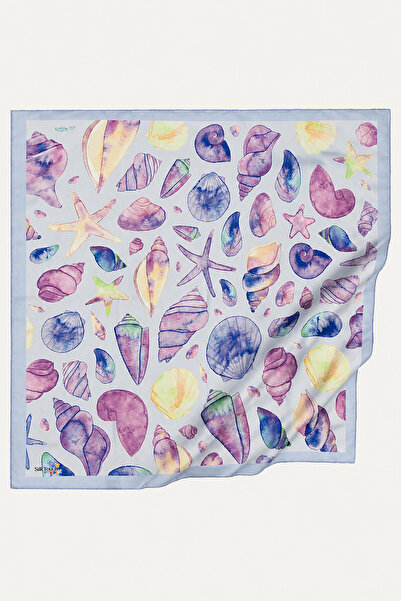 SilkTouch Girl's Ocean Melody Patterned Lilac Soft Scarf 80*80 cm