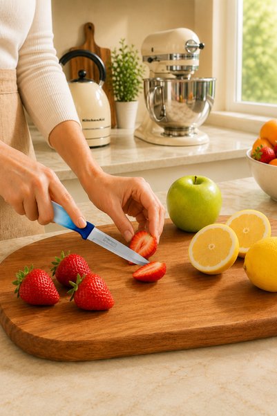 Solingen 6-Piece Fruit Knife Stainless Steel Serrated Sharp Kitchen Peeling Chopping Knife Set Blue Sariva Home