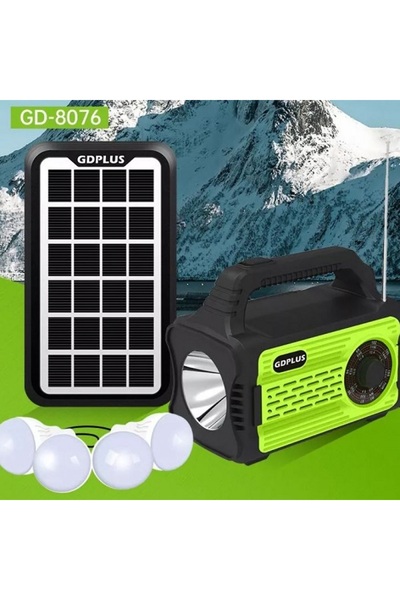 OEM Ηλιακό Σύστημα Φωτισμού GD-8076 με FM, USB και 4 LED