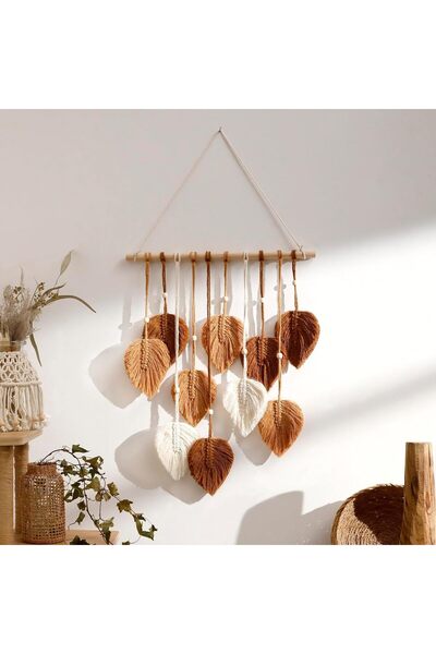 Home Decor Macrame Tapestry Wall Hanging - Hand Woven Boho Tapestry Fall Leav...