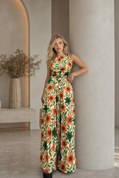 QBZ Patterned Maxi Jumpsuit with Side Pockets