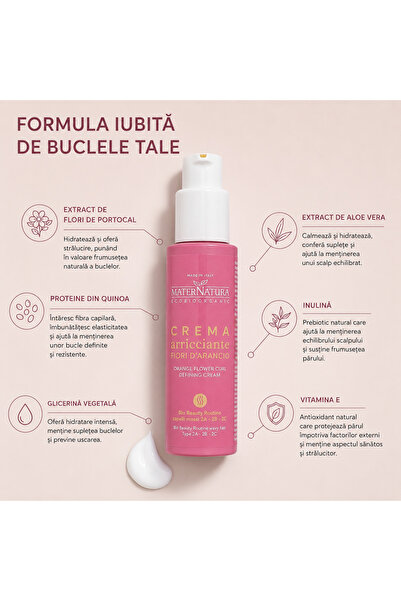 MaterNatura Crema definire bucle- pentru par ondulat si cret, hidratare, defi...