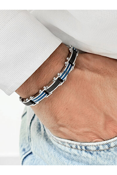 FERRO Silver and Black Steel Men's Bracelet Frj10203A-L2 2 Year Warranty Gift...