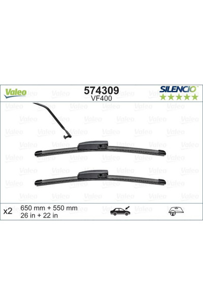 VALEO Silencio FlatBlade OE wiper blade Top Bottom Set 650/550 mm