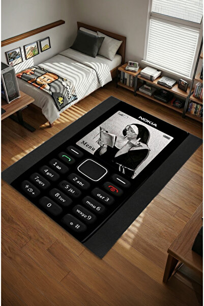 Milura Retro Nokia Konseptli Asi Rahibe İllüstrasyonlu Dijital Baskılı Kaymaz...