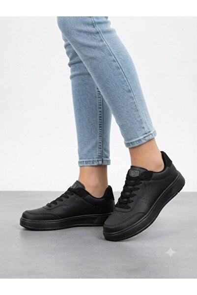 Lütfi Women's Black Sneaker Daily Orthopedic Sole Walking Sports Shoes