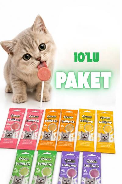 Crocus 10’lu karışık kedi lolipop ödül paketi