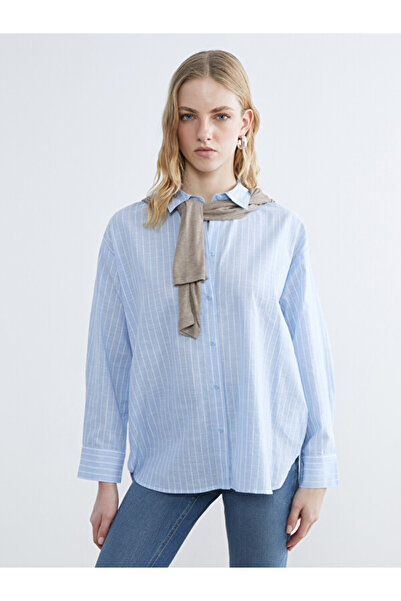 LC Waikiki Esvab • Modern & Distinctive Striped Loose Fit Poplin Women's Shirt