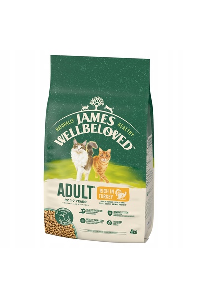 NO BRAND Karma pentru pisici JAMES WELLBELOVED Adult Monoproteină cu curcan 4 kg