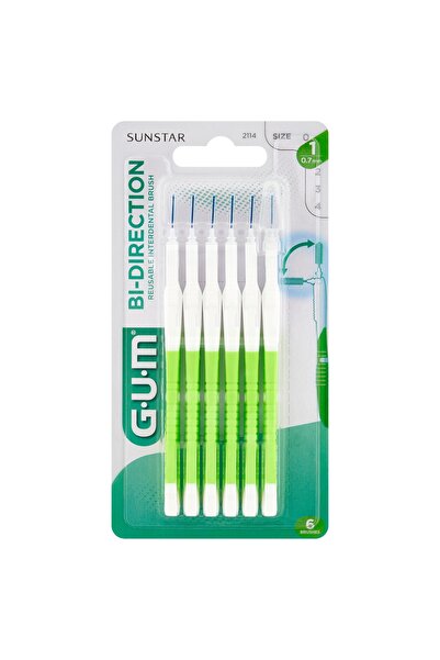 GUM Periuțe interdentare Bi-Direction 0.7 mm Verzi (6 bucăți)