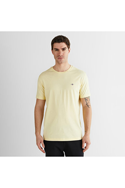 Gant Erkek Sarı Bisiklet Yaka Regular Fit Logolu T-Shirt