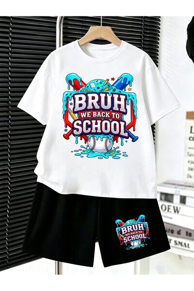 SVART WEAR مجموعة تي شيرت وشورت مطبوعة للأطفال من Back To School