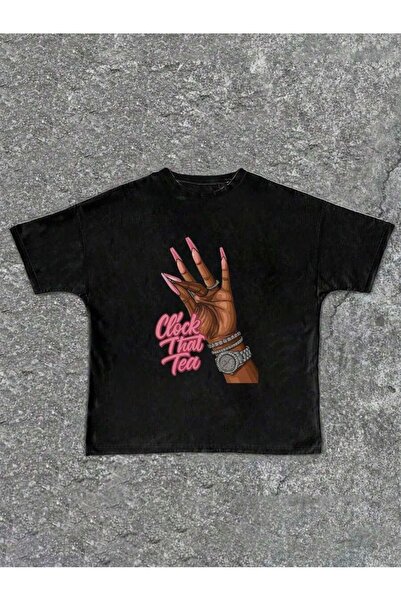 SVART WEAR Καλοκαιρινό μπλουζάκι με στάμπα Clock That Tea σε στυλ Streetwear,...
