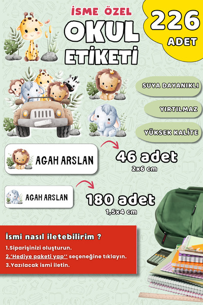 Hume Craft 226 Adet Kişiye Özel Okul Etiketi Kalem Defter Etiketi Özel Isim Y...