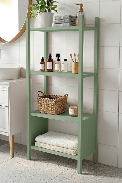 Yurudesign Blom Banyo Rafı Düzenleyici Banyo Dolabı Kitaplık 4 Raf Ahşap İske...