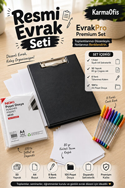 KarmaOfis Official Document Set |   Black A4 Secretary's Set + 50 Sheets of A...