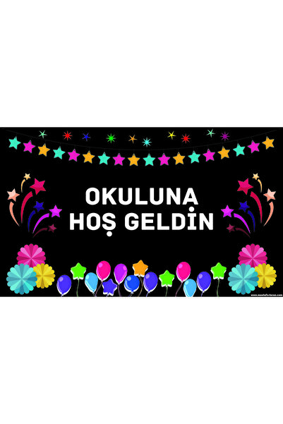 TELLGRAF Okuluna Hoşgeldin Temalı Vinil Afiş (70x100 cm 1 Adet Köşeleri Metal...