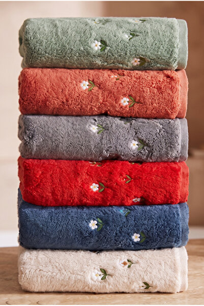 Bersay Tekstil Lora 6-Piece 50X90 100% Cotton Embroidered Hand-Face-Hair Towe...
