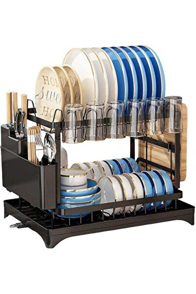 Generic Chanskyu Kitchen Dish Drying Rack, Large 2-Tier Dish Rack with Draine...