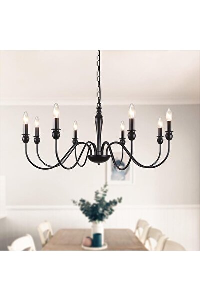 Ashuaqi Chandelier, vintage chandelier, Ashuaqi, 8 arms, E14, black