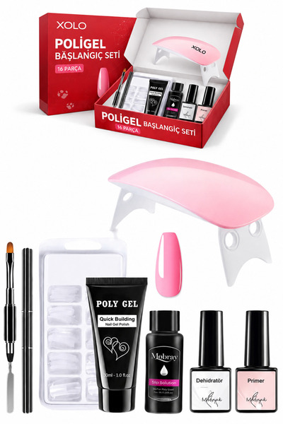 xolo 16 Parça Polijel Oje Yapma Seti Nude Pembe Evde Poligel Nail Art Seti