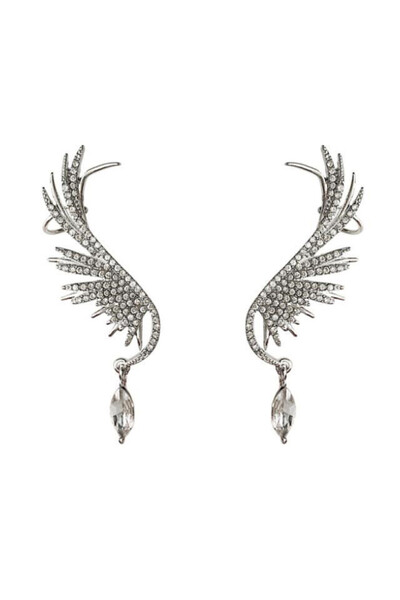 VeeShop Bridal ear cuff earrings Top Bottom Set , stylized wings with elongat...