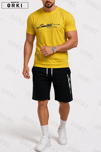 EFFRENATU Limited Edition Printed Cotton Fabric Unisex T-Shirt-Black Shorts Set