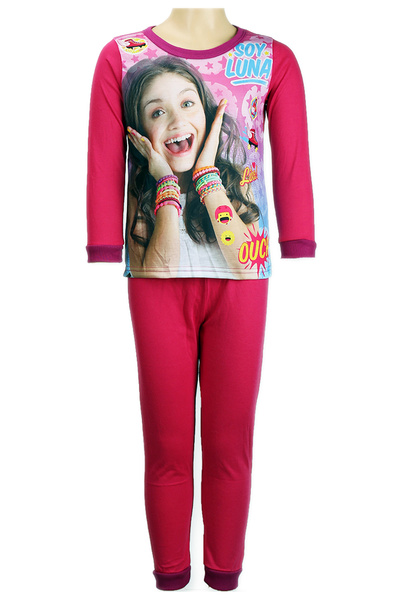 Disney Soy Luna Pijama fuxia 6-12 ani cu talie elastică și print în textură 6...