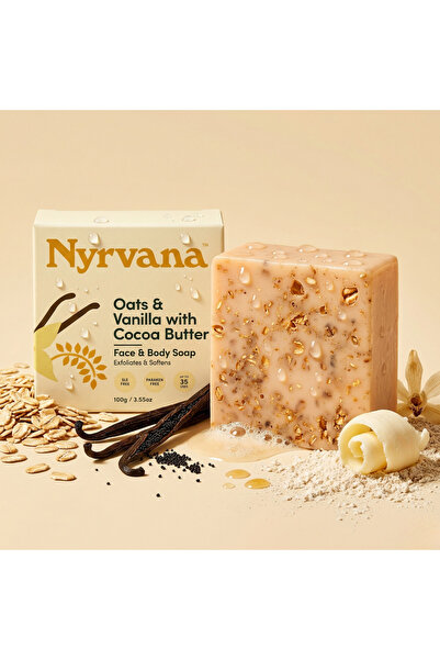 Nyrvana Oats & Vanilla Cocoa Butter Soap 100g – Natural Exfoliating Bath Bar ...