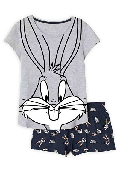 Looney Tunes Bugs Bunny Pijama de vară albă 9-14 ani cu print de efect, bluză...