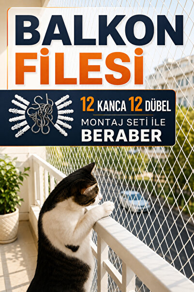 KTS SHOP 2,5x5 metre Kedi Ve Kuş Balkon Filesi – 12'li Kanca ve Dübel Montaj ...