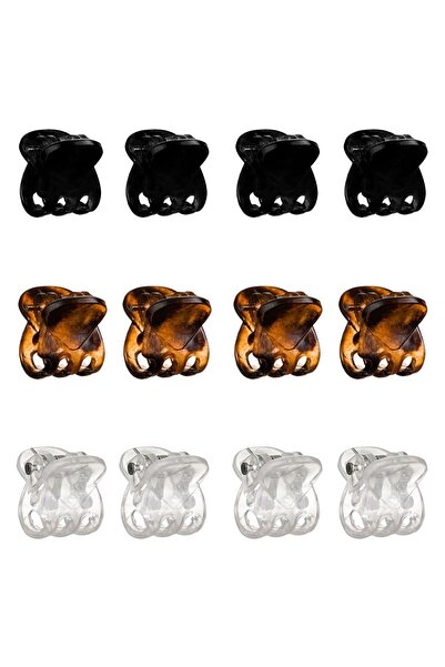 OEM 12 bucăți Clame de păr tip clește Negru Maro Transparent 2cm pentru Femei