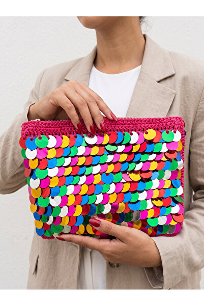 ARU DESİGN Rainbow Pullu Clutch Çanta