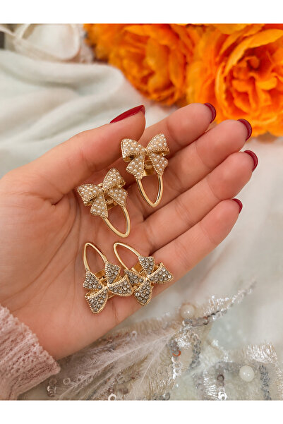 Home Stone and Pearl Bow Clip Buckle Set